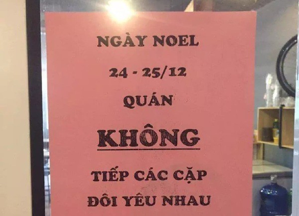 Quán cà phê treo biển “Noel không tiếp các cặp đôi” hút dân mạng ảnh 1