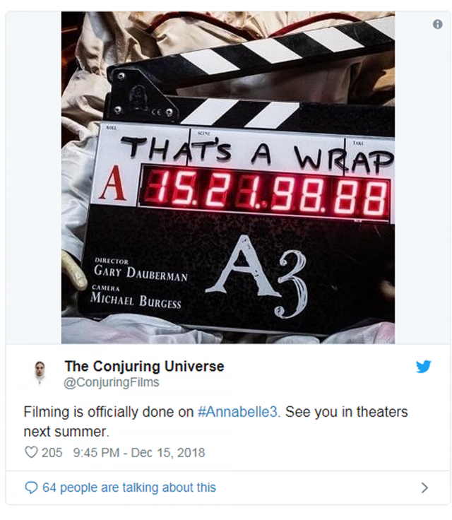 “Annabelle 3” chính thức đóng máy, hứa hẹn khuynh đảo phòng vé mùa hè 2019 ảnh 1