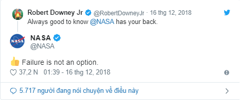 "Người sắt" Robert Downey Jr. dí dỏm cảm ơn NASA vì kế hoạch giải cứu Tony Stark ảnh 2