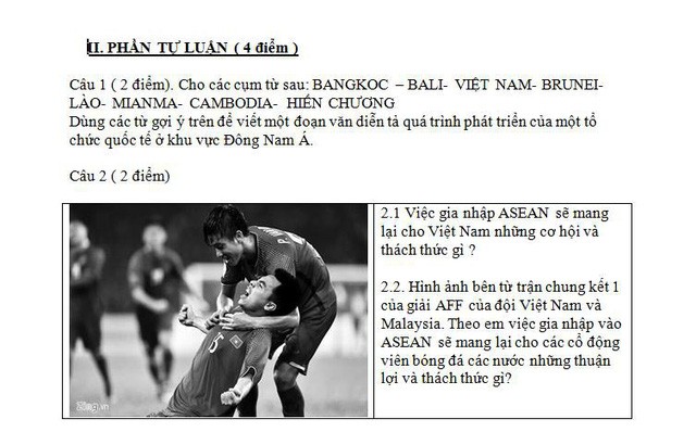 TP.HCM: Hình ảnh tuyển Việt Nam tại chung kết AFF Cup vào đề kiểm tra Sử ảnh 1