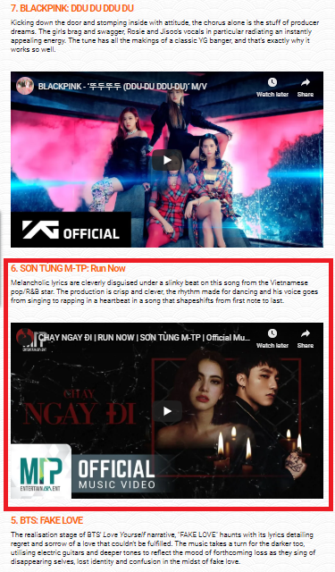 "Top 100 ca khúc hay nhất Châu Á 2018": Có hai hit V-Pop xếp hạng cao, vượt mặt nhiều hit K-Pop ảnh 1
