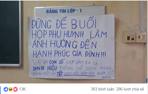 Cộng đồng mạng “dở khóc dở cười” với tấm bảng họp phụ huynh ghi nội dung hài hước ảnh 1