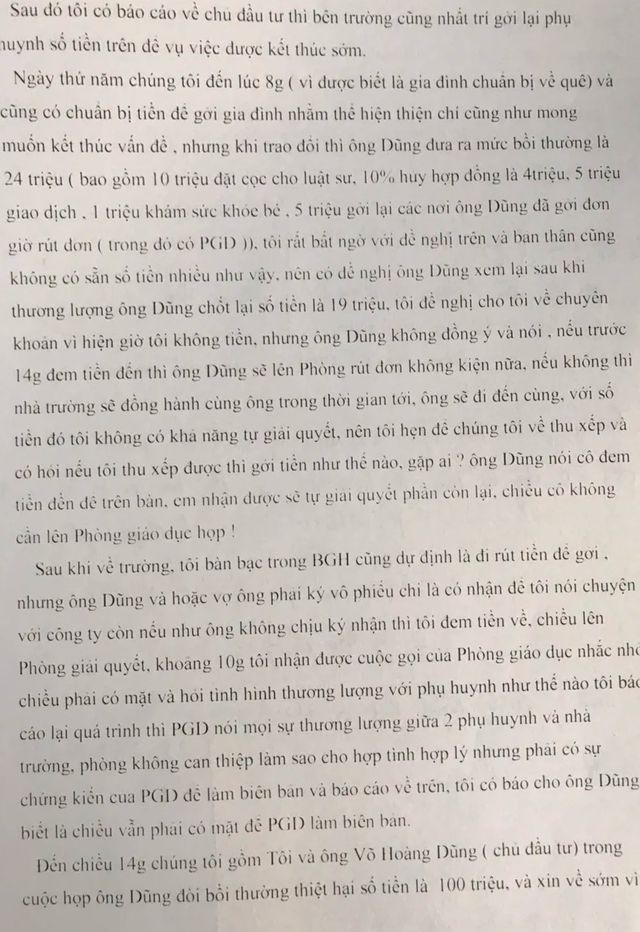 Con bị cô giáo đánh, phụ huynh đòi bồi thường 100 triệu đồng: Tường trình của nhà trường ảnh 3