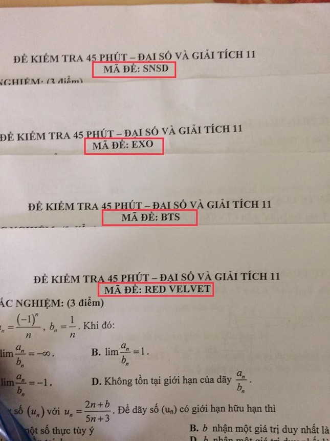 Khi thầy cô là fan Kpop thì mã đề kiểm tra sẽ "dư muối" thế này đây! ảnh 1