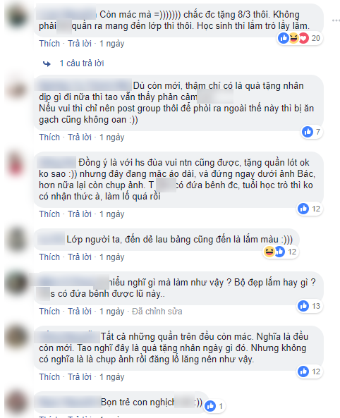 Bức ảnh các nữ sinh mặc áo dài đứng trước bảng vẩy quần chíp và băng vệ sinh gây phản cảm ảnh 2