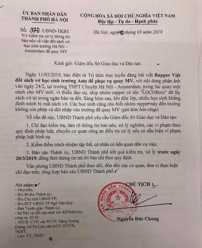 Vụ rapper bị tố đốt sách vở học sinh: Nếu có vi phạm chuyển công an ảnh 1