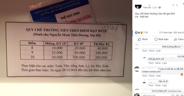 Bố mẹ nhà người ta: Ra hẳn quy chế thưởng tiền tỉ lệ thuận với điểm số ảnh 1