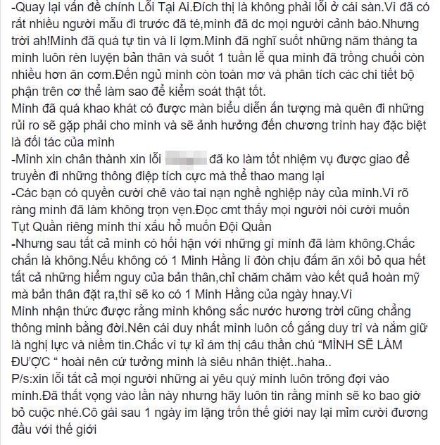 Minh Hằng chính thức lên tiếng sau sự cố "nhào lộn", khẳng định lỗi không phải do sàn diễn ảnh 4