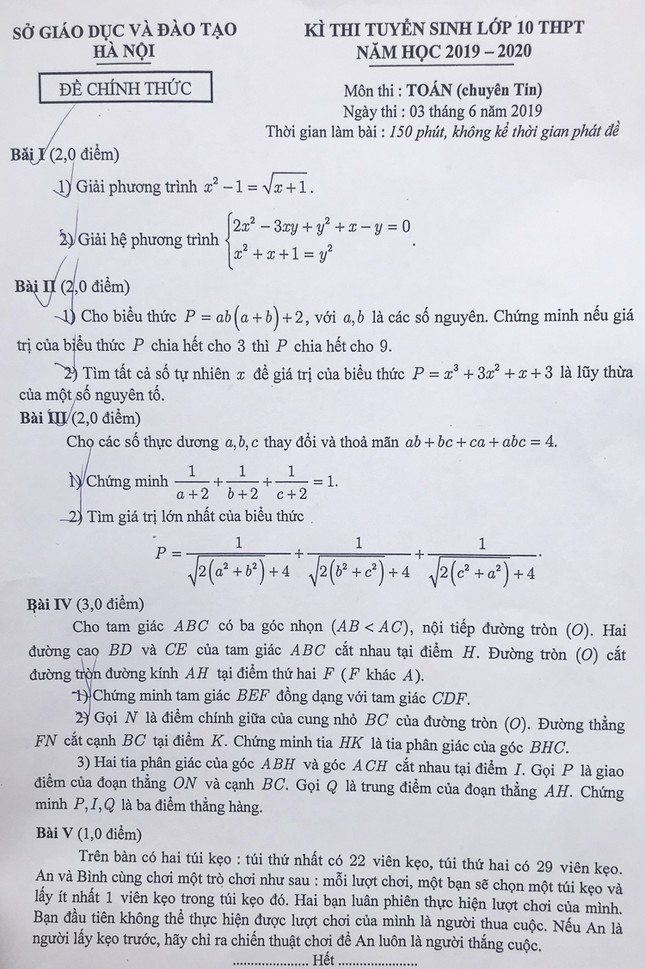 Tổng hợp đề thi lớp 10 chuyên ở Hà Nội: Toán, Văn "hóc búa", Sử, Địa không "thách thức" thí sinh ảnh 2