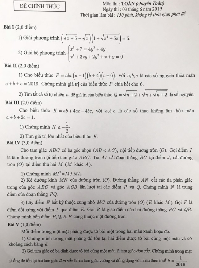 Tổng hợp đề thi lớp 10 chuyên ở Hà Nội: Toán, Văn "hóc búa", Sử, Địa không "thách thức" thí sinh ảnh 3
