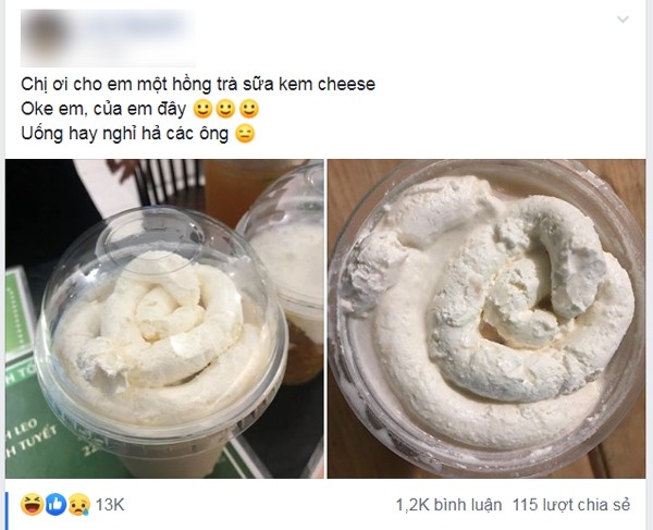 Hí hửng mua ly hồng trà kem cheese, cô nàng "hết hồn" khi nhìn thành phẩm "không nuốt nổi" ảnh 1
