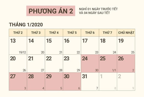 Bộ LĐ-TB&XH đề xuất hai phương án nghỉ Tết Nguyên Đán Canh Tý 2020 ảnh 2