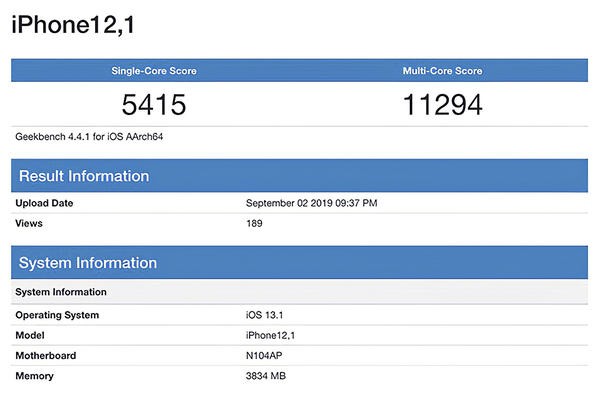 iPhone 11 lộ điểm hiệu năng siêu khủng, phiên bản Pro hứa hẹn sẽ có đến 6GB RAM ảnh 1