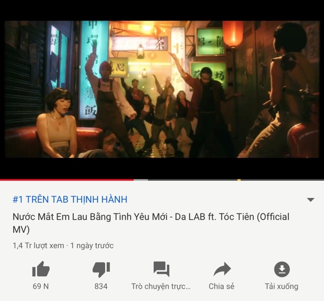 Lần đầu kết hợp, Da LAB và Tóc Tiên dắt tay nhau lên thẳng Top 1 Trending Youtube ảnh 1