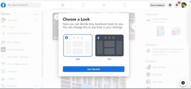Facebook mời dùng thử giao diện web mới, có chế độ ban đêm huyền bí ảnh 2