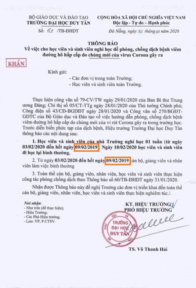 Nhiều trường Đại học ở Đà Nẵng cho sinh viên nghỉ học vì lo ngại dịch Corona ảnh 3