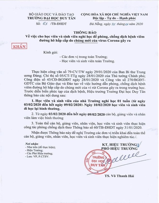 Nhiều trường Đại học ở Đà Nẵng cho sinh viên nghỉ học vì lo ngại dịch Corona ảnh 4