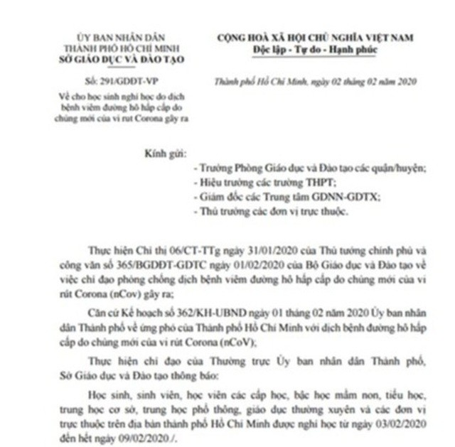 Nóng: TP.HCM hỏa tốc cho học sinh nghỉ học 1 tuần ảnh 1