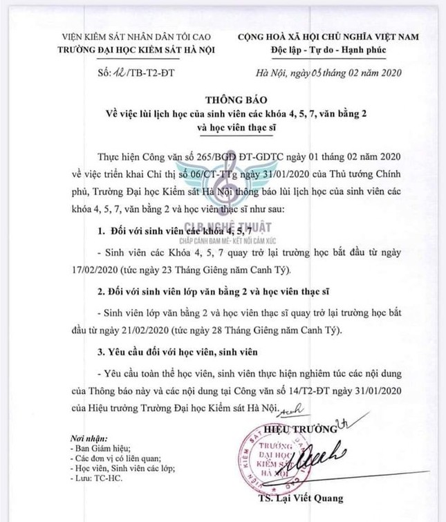 Dịch corona diễn biến phức tạp, một số trường ĐH quyết định kéo dài thêm thời gian nghỉ của sinh viên ảnh 4
