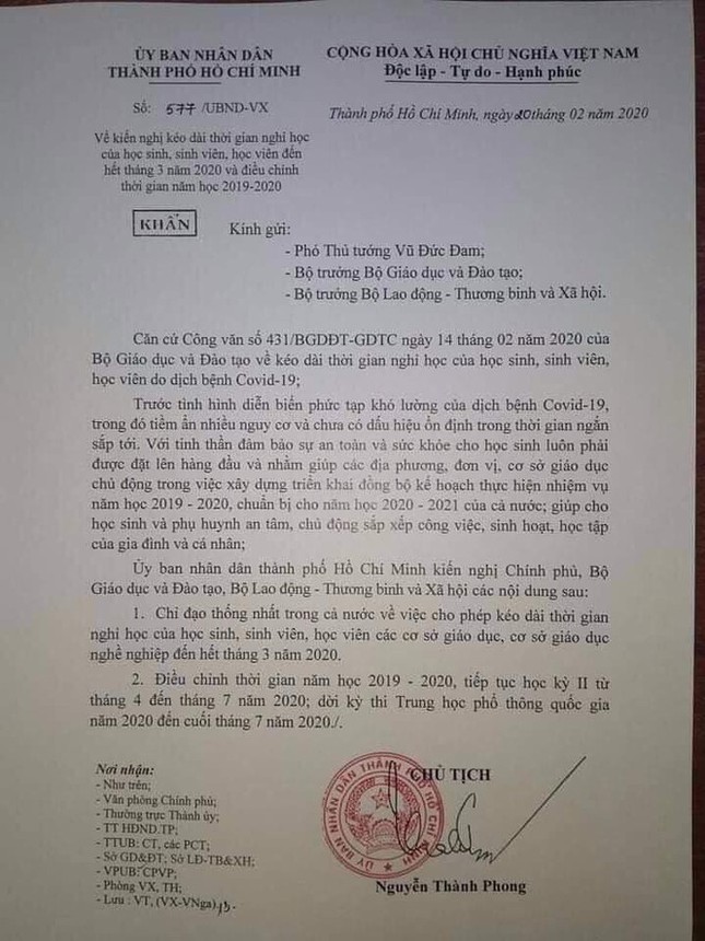 TPHCM kiến nghị cho học sinh nghỉ đến hết tháng 3 ảnh 2