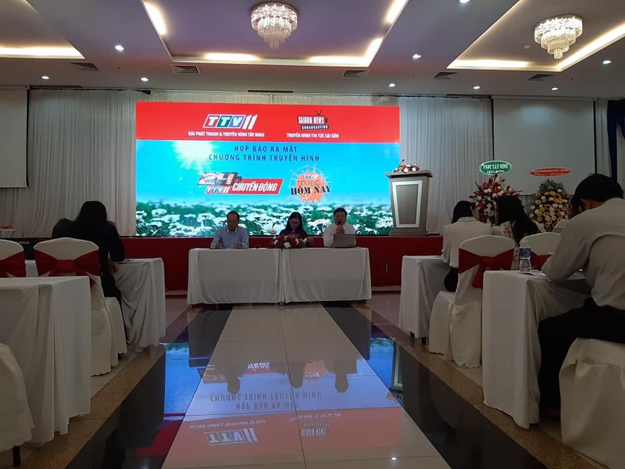 Buổi họp báo ra mắt chương trình '24h chuyển động' của Đài Tây Ninh sáng nay. Ảnh: PV