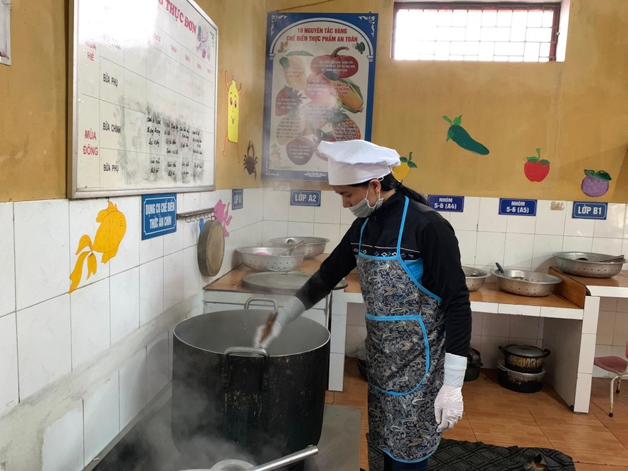 Bếp ăn bán trú Trường mầm non Thanh Khương đã hoạt động trở lại.