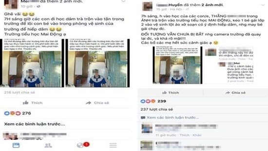 Hình ảnh đối tượng lạ mặt đột nhập vào trường Tiểu học Mai Động bị camera ghi lại và thông tin trên mạng xã hội