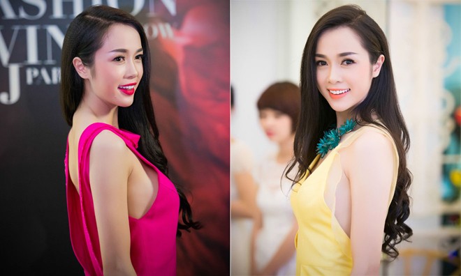 Vũ Ngọc Anh thay váy áo chớp nhoáng chạy show event