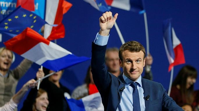 Ứng cử viên Emmanuel Macron chiến thắng vang dội tại cuộc bầu cử Tổng thống Pháp vừa kết thúc ít giờ đồng hồ. Ảnh: EPA 