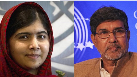 Thiếu nữ Pakistan Malala Yousafzai và nhà hoạt động vì quyền trẻ em tại Ấn Độ, ông Kailash Satyarthi cùng đồng nhận giải Nobel Hòa bình 2014.