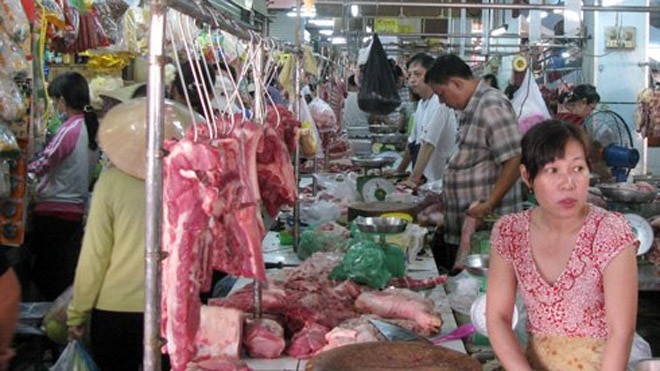 Giá thịt lợn tại Hà Nội tăng 10.000 đồng mỗi kg trong những ngày gần đây. Ảnh: BH