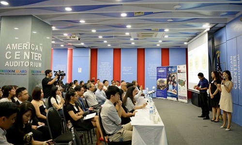 Cuộc trao đổi về thử thách khởi nghiệp tại Trung tâm Mỹ tháng 6/2017. Ảnh: Đại sứ quán Mỹ tại Việt Nam.