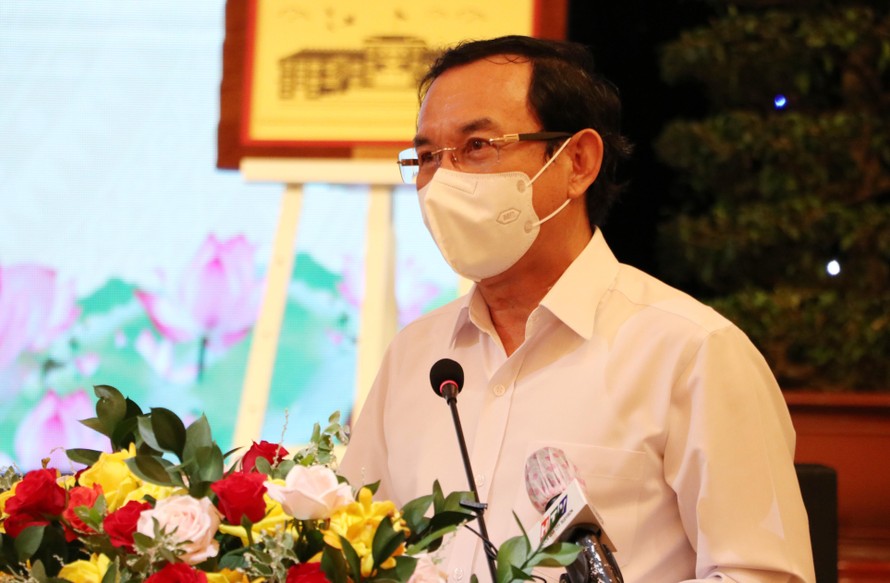 Bí thư Thành ủy TPHCM Nguyễn Văn Nên phát biểu tại hội nghị.