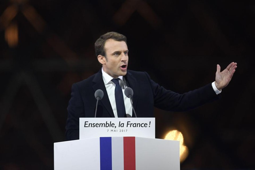 Tổng thống Pháp mới đắc cử phát biểu ăn mừng. Ảnh: Getty Image