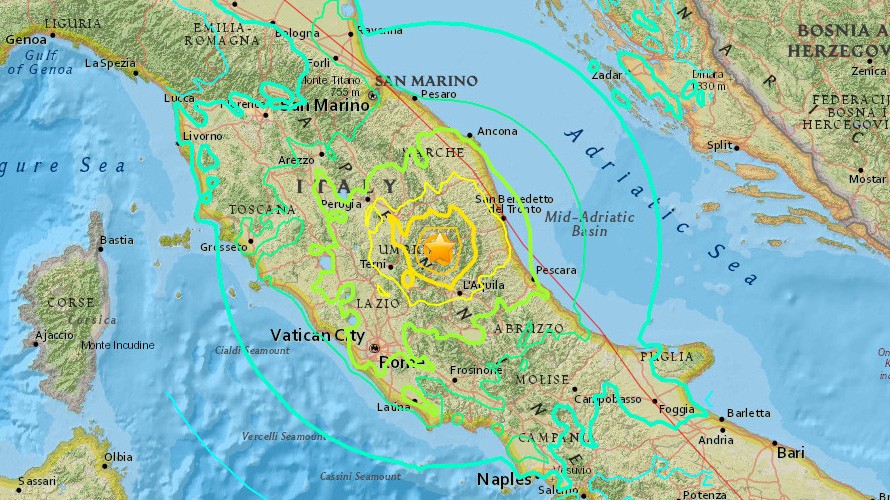Trận động đất xảy ra ở miền trung nước Ý
