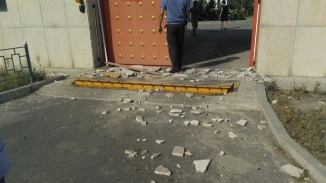Hình ảnh trên mạng xã hội Kyrgyzstan về vụ nổ đại sứ quán Trung Quốc.
