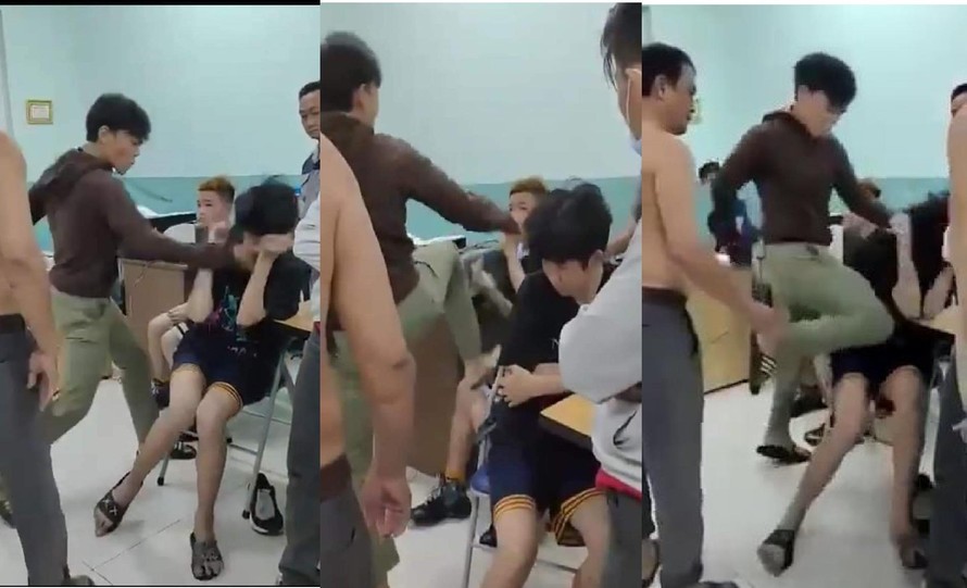Hình ảnh bảo vệ dân phố đánh hai thiếu niên ở Trường Nguyễn Văn Tố mới đây gây xôn xao dư luận