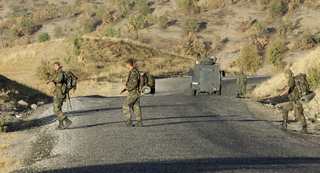 Binh sĩ Thổ Nhĩ Kỳ tại khu vực biên giới giáp Syria. Ảnh: AFP.