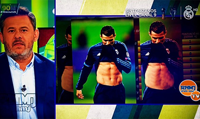 Bức ảnh bên phải bị cho là sản phẩm chỉnh sửa, làm sai lệch hình ảnh thực tế của cơ bụng Ronaldo.