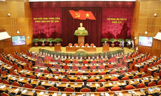 Toàn cảnh Hội nghị lần thứ tư Ban Chấp hành Trung ương Đảng Cộng sản Việt Nam khóa XII. Ảnh: Trí Dũng/TTXVN.