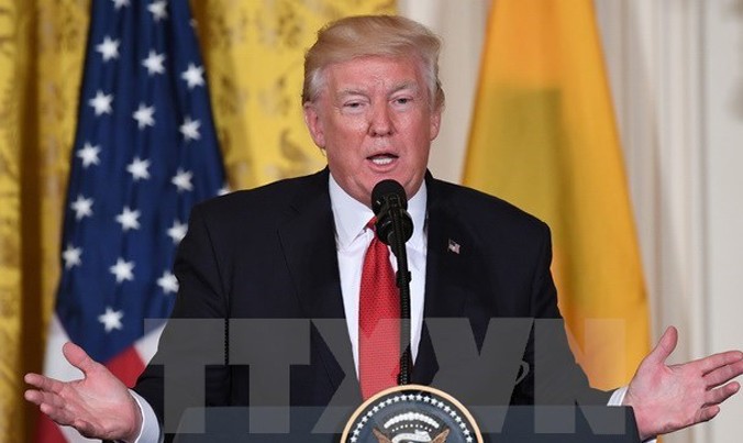 Tổng thống Mỹ Donald Trump tại cuộc họp báo ở Washington, DC. Nguồn: AFP/TTXVN.