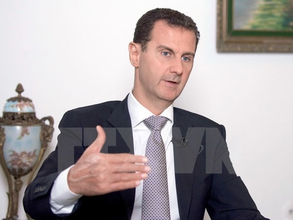 Tổng thống Syria Bashar Al-Assad trong một cuộc trả lời phỏng vấn tại Damascus. (Nguồn: EPA/TTXVN)