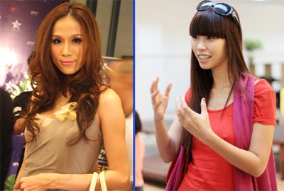 Không như Hà Anh (trái), người mẫu Thái Hà suy sụp sau sự cố hở ngực bị phạt 5 triệu đồng