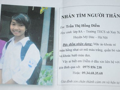 Nữ sinh lớp 8 Hà Nội mất tích bí ẩn