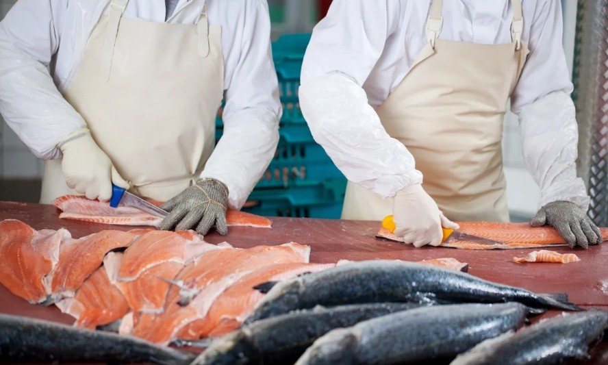 Thớt dùng để xẻ thịt cá hồi ở khu chợ của Bắc Kinh được phát hiện dính virus corona. (Ảnh: Shutterstock)