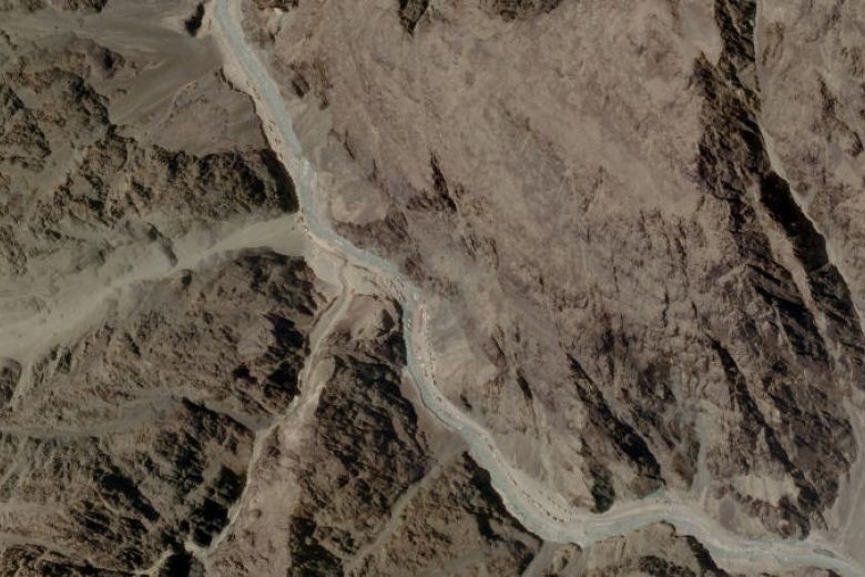 Ảnh vệ tinh chụp khu vực thung lũng Galwan ngày 16/6. (Ảnh: Planet Labs)