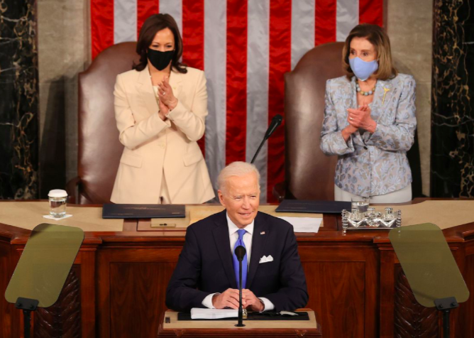 Ông Biden trong bài phát biểu trước Quốc hội ngày 28/4. (Ảnh: Reuters)