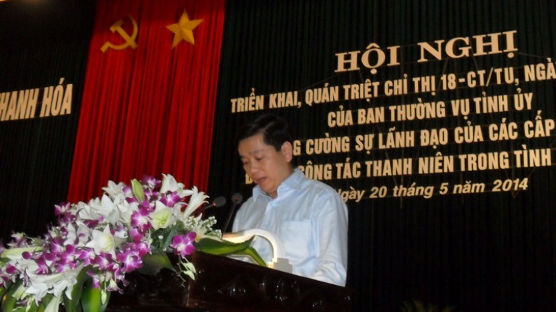 Bí thư TƯ. Đoàn Nguyễn Long Hải phát biểu tại hội nghị. Ảnh: Phạm Nhài