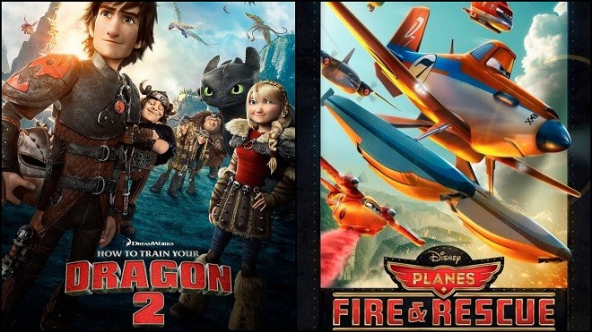 Poster của "Bí kíp luyện rồng 2" và "Thế giới máy bay 2"