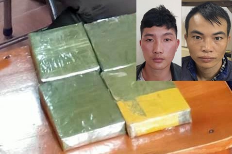 Tang vật vụ án và hai đối tượng Phấu, Minh.